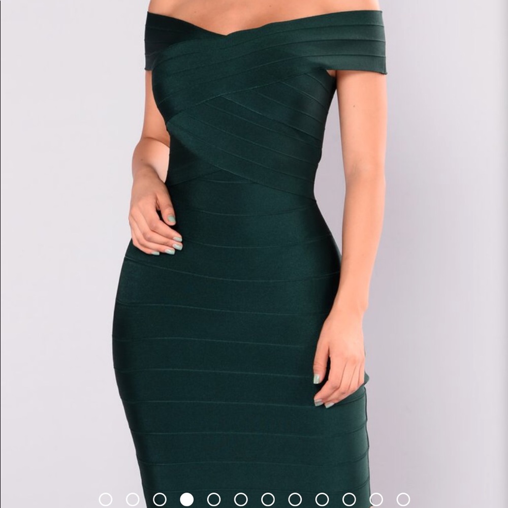 Forrest green bandage dress